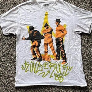 Run DMC T-Shirt Men Medium White Tee 80s Rap Tour Grunge Collectors Cotton Shirt